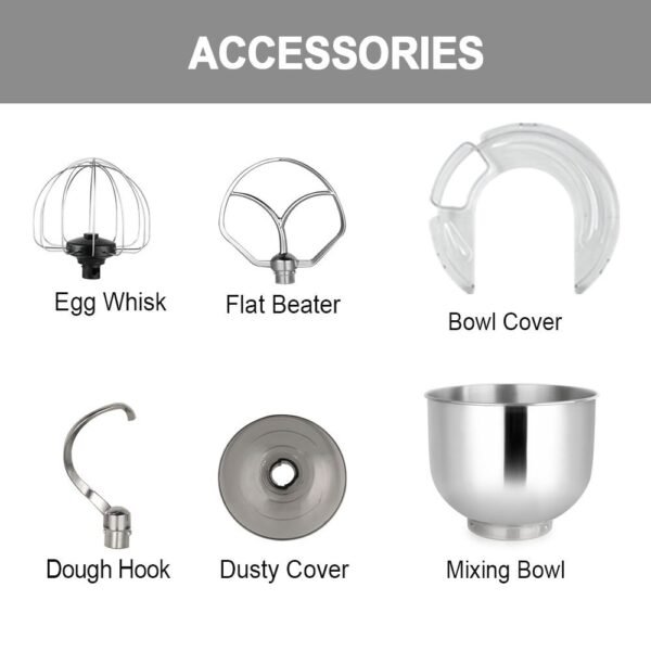 H9bd3326f0a5841b4b6d4d2fb722ee824F.jpg Kitchen Stand Mixer 5QT Bowl 220V Electric Food Mixer 6 Speeds Kitchen Mixer for Daily Use with Egg Whisk Dough Hook Flat Beater